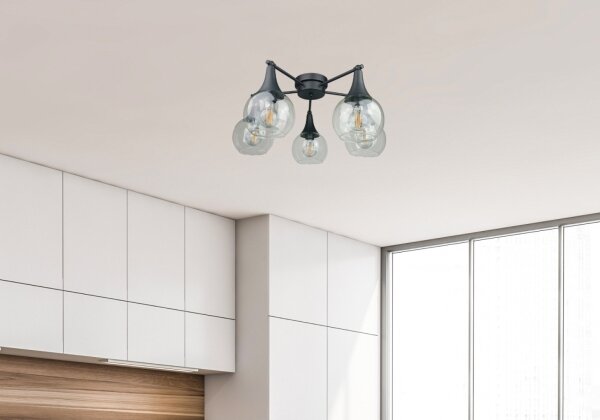 Prisadený luster STAR 5xE27/60W/230V čierna/číra