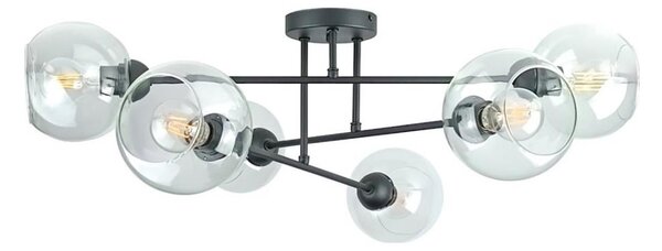 Luster na tyči VASCO 6xE27/60W/230V čierna/číra