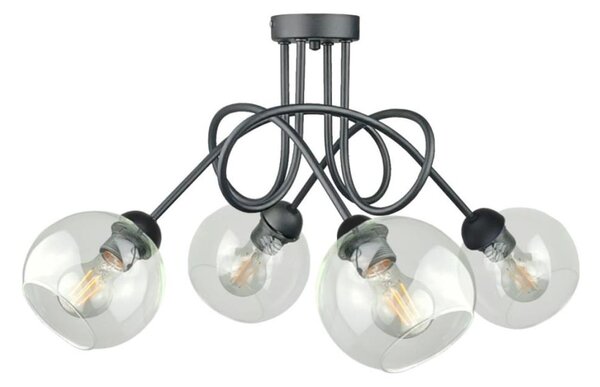 Prisadený luster EVIE 4xE27/60W/230V antracit/číra