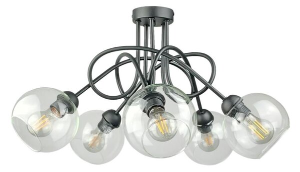 Prisadený luster EVIE 5xE27/60W/230V antracit/číra