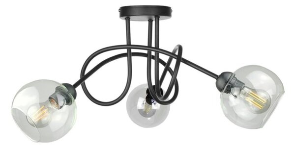 Prisadený luster EVIE 3xE27/60W/230V čierna/číra