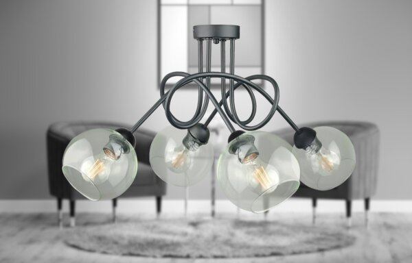 Prisadený luster EVIE 4xE27/60W/230V antracit/číra