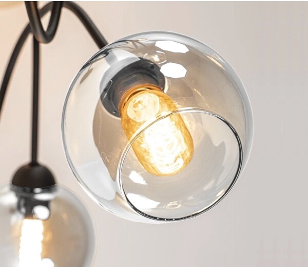 Prisadený luster EVIE 4xE27/60W/230V antracit/číra