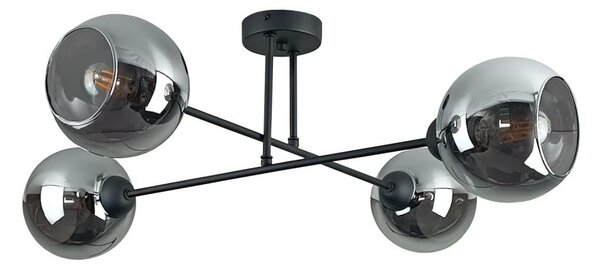 Luster na tyči VASCO 4xE27/60W/230V čierna/dymová čierna