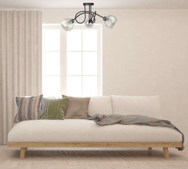 Prisadený luster EVIE 3xE27/60W/230V čierna/číra