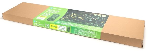 Aigostar - LED Solárna reťaz 148xLED/2x1,2m IP65 teplá biela eukalyptus