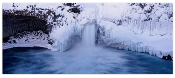Obraz vodopádu v zime (120x50 cm)