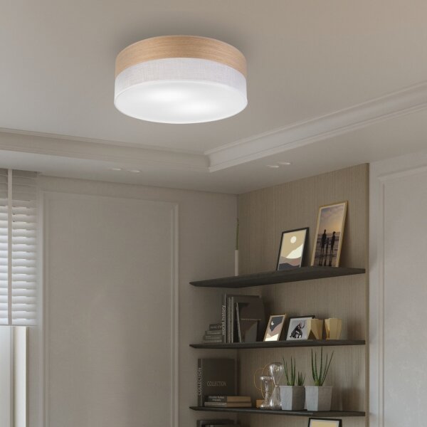 Stropné svietidlo SIRJA WOOD 2xE27/15W/230V pr. 45 cm biela/dub