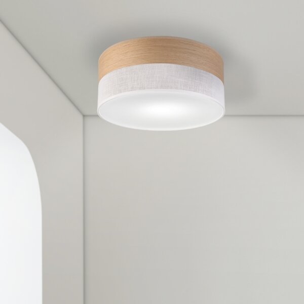 Stropné svietidlo SIRJA WOOD 1xE27/15W/230V pr. 35 cm biela/dub