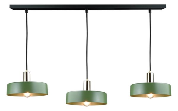Luster na lanku HAKI 3xE27/60W/230V zelená/čierna/lesklý chróm