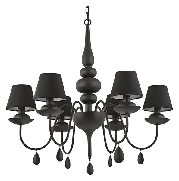 Ideal Lux - Luster na reťazi BLANCHE 6xE14/4W/230V pr. 75 cm čierna