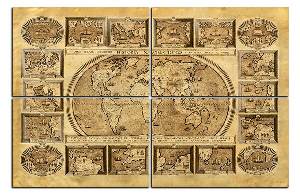 Obraz na plátne - Starodávna mapa sveta 1100C (90x60 cm)