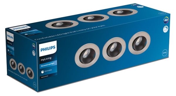Philips - SADA 3x LED Stmievateľné kúpeľňové svietidlo ABROSA LED/9W/230V IP44