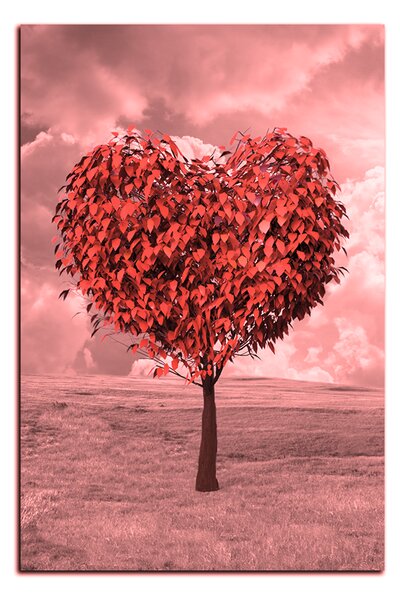 Obraz na plátne - Srdce v tvare stromu- obdĺžnik 7106QA (60x40 cm)