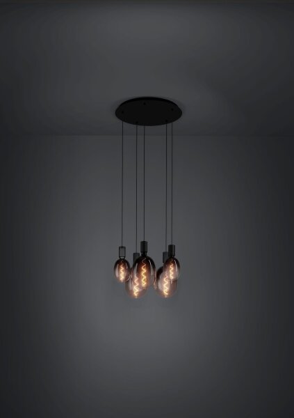 Eglo 390267 - Luster na lanku HUEBRO 5xE27/40W/230V čierna