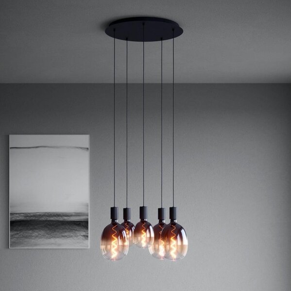 Eglo 390267 - Luster na lanku HUEBRO 5xE27/40W/230V čierna
