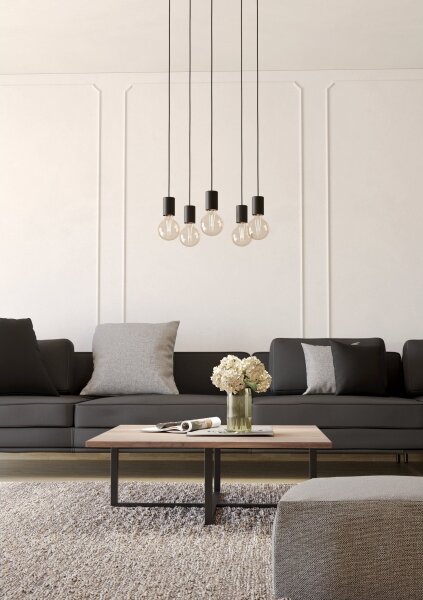 Eglo 390267 - Luster na lanku HUEBRO 5xE27/40W/230V čierna