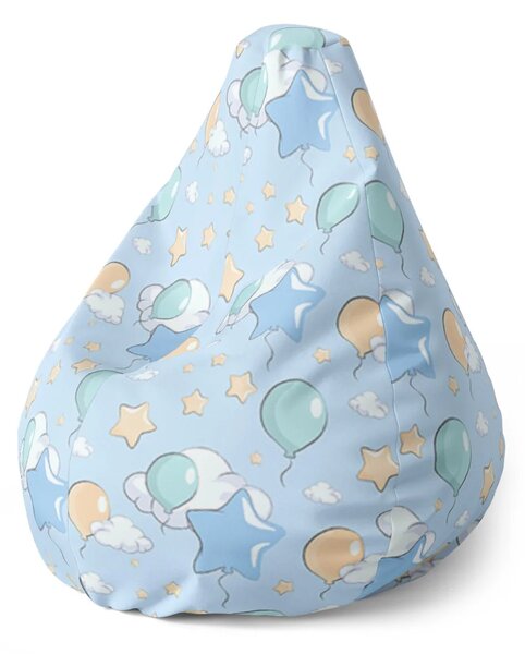 Sablio Sedací vak Pear Balóniky a hviezdy - 70 x 95 x 15 cm