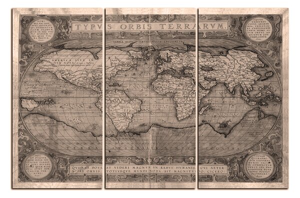 Obraz na plátne - Starožitná mapa sveta 1102FB (90x60 cm )