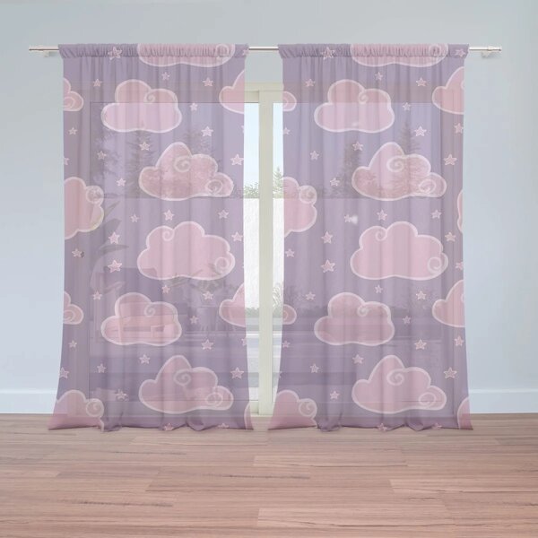 Sablio Záclony Ružové obláčiky: 2ks 150x250cm