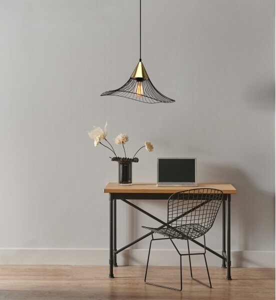 Luster na lanku ALURA 1xE27/60W/230V pr. 50 cm čierna