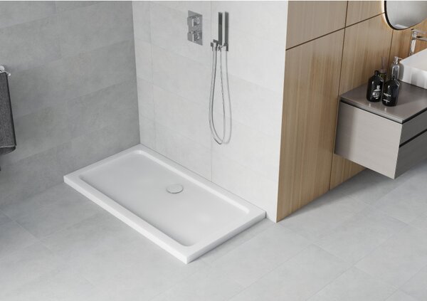Mexen Slim, obdĺžniková sprchová vanička 120x70x5cm + chrómový sifón, biela, 40107012