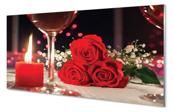 Nástenný panel  Ruže sviečka sklo 100x50 cm