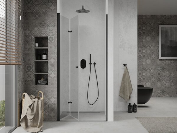 Mexen Lima, skladacie sprchové dvere do otvoru 70 x 190 cm, 6mm číre sklo, čierny profil, 856-070-000-70-00
