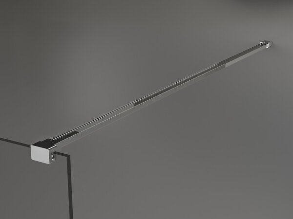 Mexen Kioto, priechodná sprchová zástena 140 x 200 cm, 8mm sklo číre/čierny vzor, 2x chrómová stabilizačná rozpera, 800-140-002-01-77