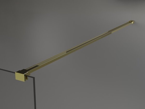 Mexen Kioto, priechodná sprchová zástena 120 x 200 cm, 8mm sklo číre/čierny vzor, 2x zlatá stabilizačná rozpera, 800-120-002-50-78