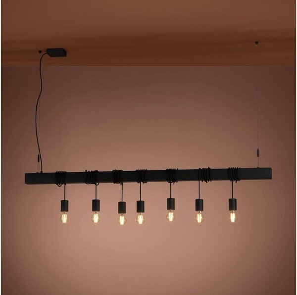 Eglo 39938 - Luster na lanku TOWNSHEND-B 7xE27/40W/230V čierna