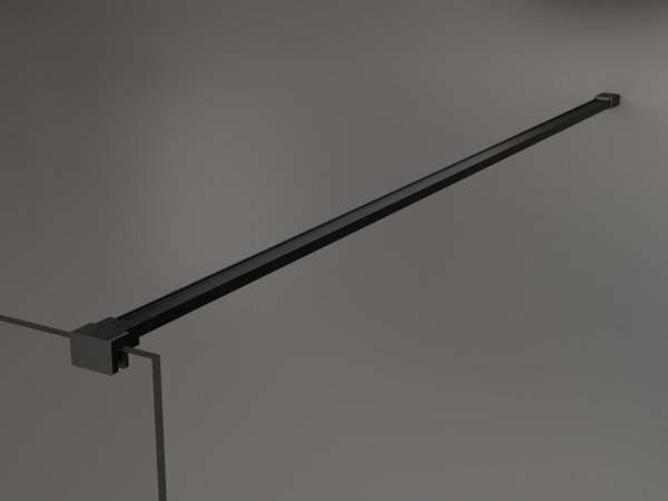 Mexen Kioto, priechodná sprchová zástena 100 x 200 cm, 8mm číre sklo, 2x čierna stabilizačná rozpera, 800-100-002-70-00