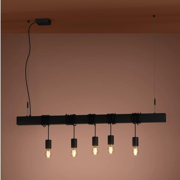 Eglo 39937 - Luster na lanku TOWNSHEND-B 5xE27/40W/230V čierna