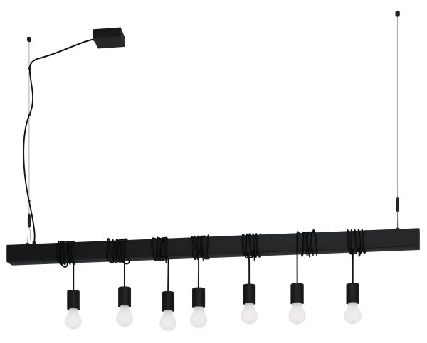 Eglo 39938 - Luster na lanku TOWNSHEND-B 7xE27/40W/230V čierna