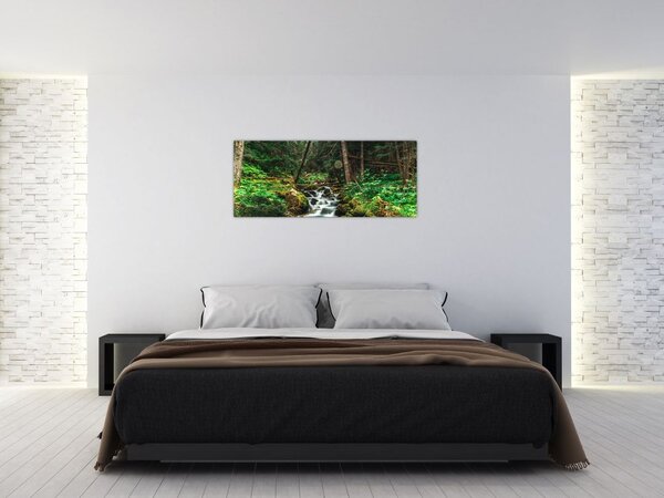 Obraz potoka v lese (120x50 cm)
