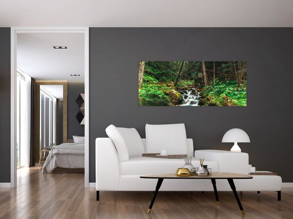 Obraz potoka v lese (120x50 cm)