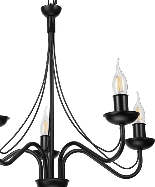 Luster na reťazi ANTON 5xE14/15W/230V čierna