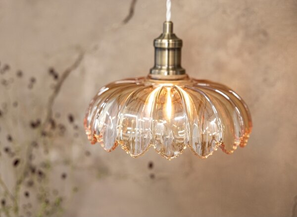 Markslöjd 108858 - Luster na lanku KURAGE 1xE27/40W/230V mosadz/dymová béžová