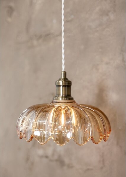 Markslöjd 108858 - Luster na lanku KURAGE 1xE27/40W/230V mosadz/dymová béžová