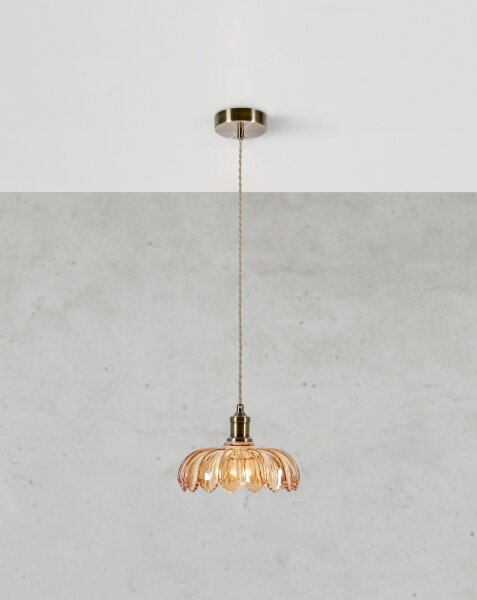 Markslöjd 108858 - Luster na lanku KURAGE 1xE27/40W/230V mosadz/dymová béžová
