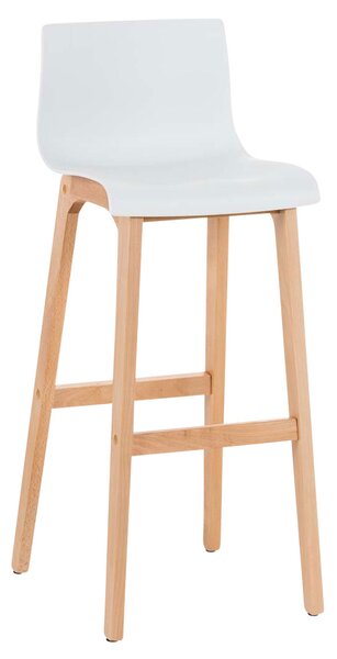 Barová stolička Hoover ~ plast, drevené nohy natur Farba Biela