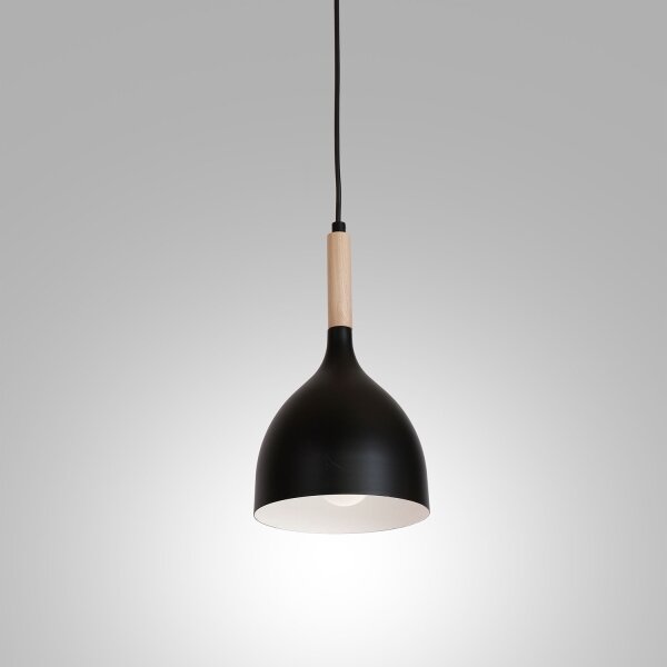 Luster na lanku NOAK WOOD 1xE27/15W/230V čierna/buk