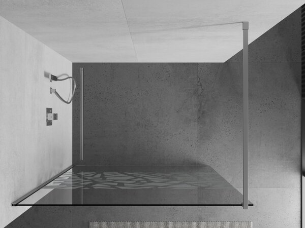 Mexen Kioto sprchová zástena 140x200 cm 8 mm, chróm, biely vzor, 800-140-101-01-85