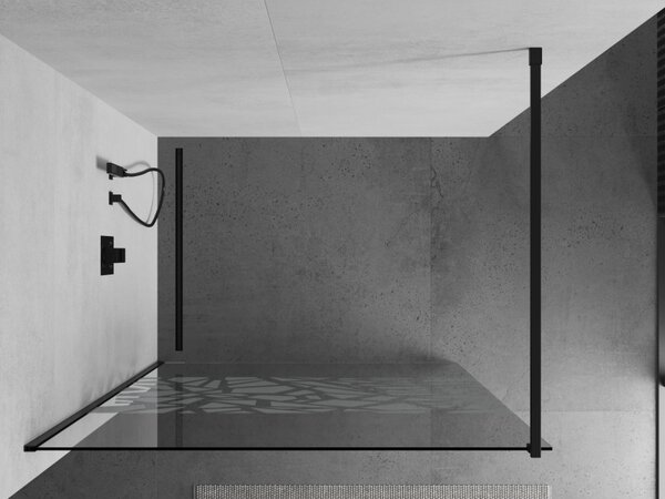 Mexen Kioto sprchová zástena 70x200 cm 8 mm, čierne, biely vzor, 800-070-101-70-85