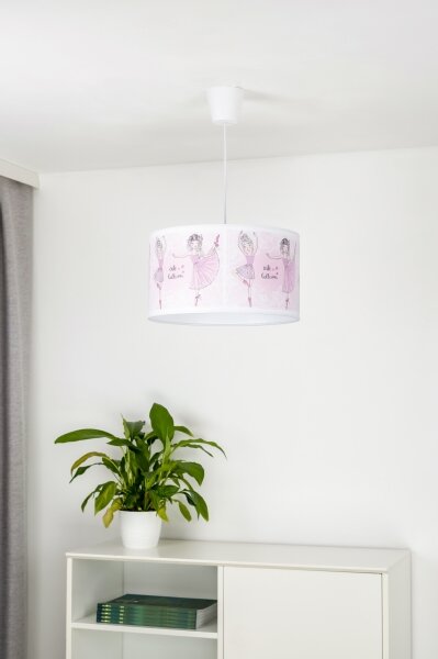 Duolla - Detský luster na lanku PRINT M 1xE27/40W/230V pr. 35 cm baletky