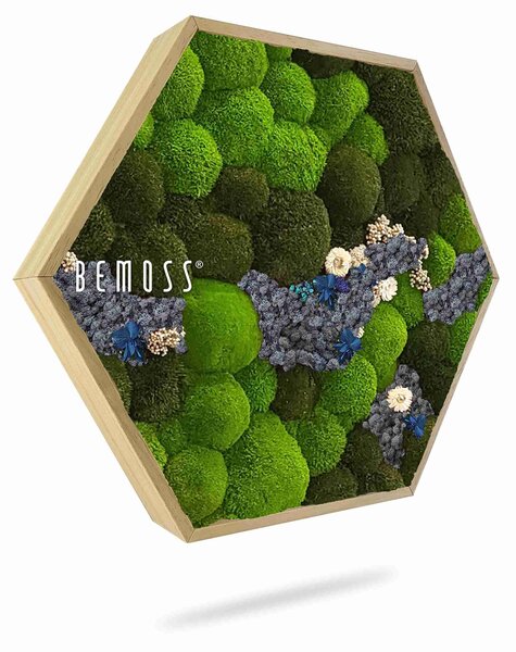 Machový Hexagon BOLMOSS COSMO Blue - Priemer 30 cm (v najširšom mieste šesťuholníka)