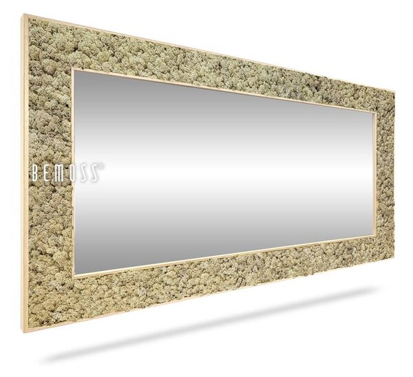 Machové zrkadlo hranaté LIŠAJNÍK mono NATURAL - Vonkajší rám 100 x 80 cm (zrkadlo 74 x 54 cm)