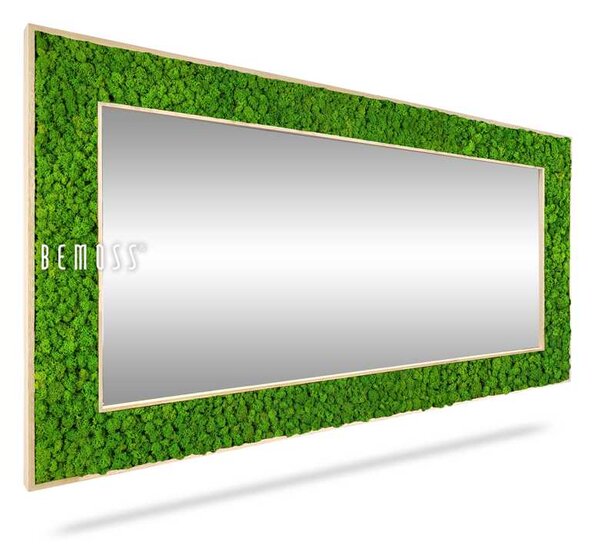 Machové zrkadlo hranaté LIŠAJNÍK mono GREEN - Vonkajší rám 100 x 80 cm (zrkadlo 74 x 54 cm)