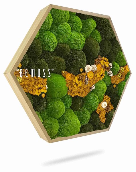 Machový Hexagon BOLMOSS COSMO Yellow - Priemer 30 cm (v najširšom mieste šesťuholníka)