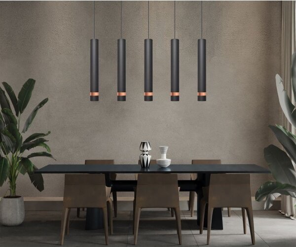 LED Luster na lanku TUBA 5xGU10/6,5W/230V čierna/medená